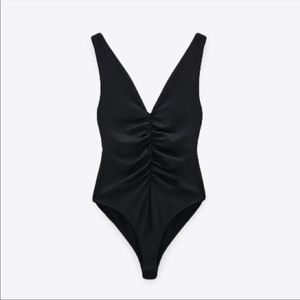 Zara black V-neck bodysuit